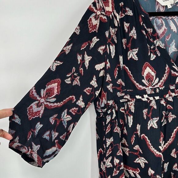 Ba&Sh Boho Blue Calix 3/4 Sleeve Pleated Tunic Mini Dress Small - Picture 10 of 15